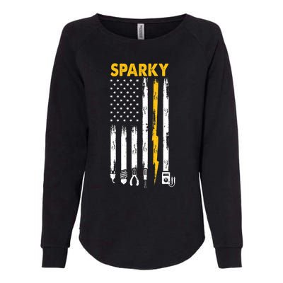 Electrician US Flag Sparky Tools Womens California Wash Sweatshirt