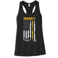 Electrician US Flag Sparky Tools Women's Racerback Tank