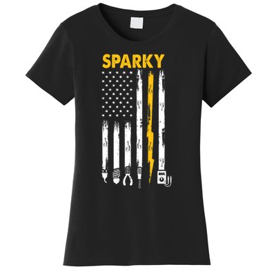 Electrician US Flag Sparky Tools Women's T-Shirt