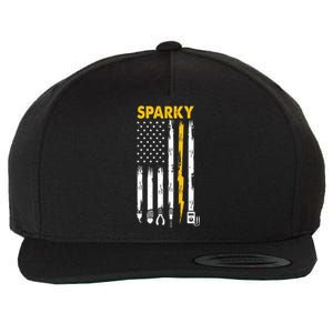 Electrician US Flag Sparky Tools Wool Snapback Cap