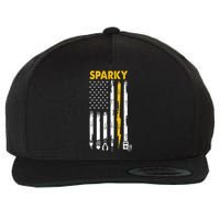 Electrician US Flag Sparky Tools Wool Snapback Cap