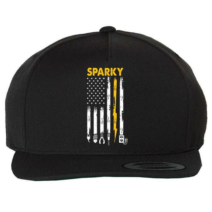 Electrician US Flag Sparky Tools Wool Snapback Cap