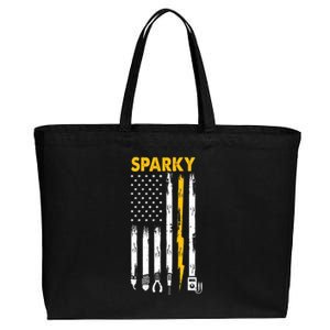 Electrician US Flag Sparky Tools Cotton Canvas Jumbo Tote