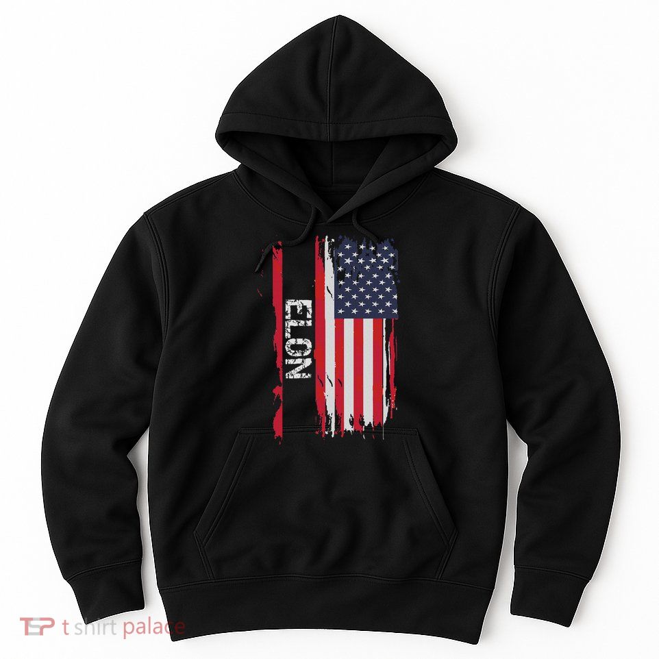 Elon Usa Flag Black Hoodie