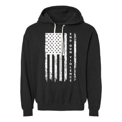 Enough USA Flag End Gun Violence Garment-Dyed Fleece Hoodie