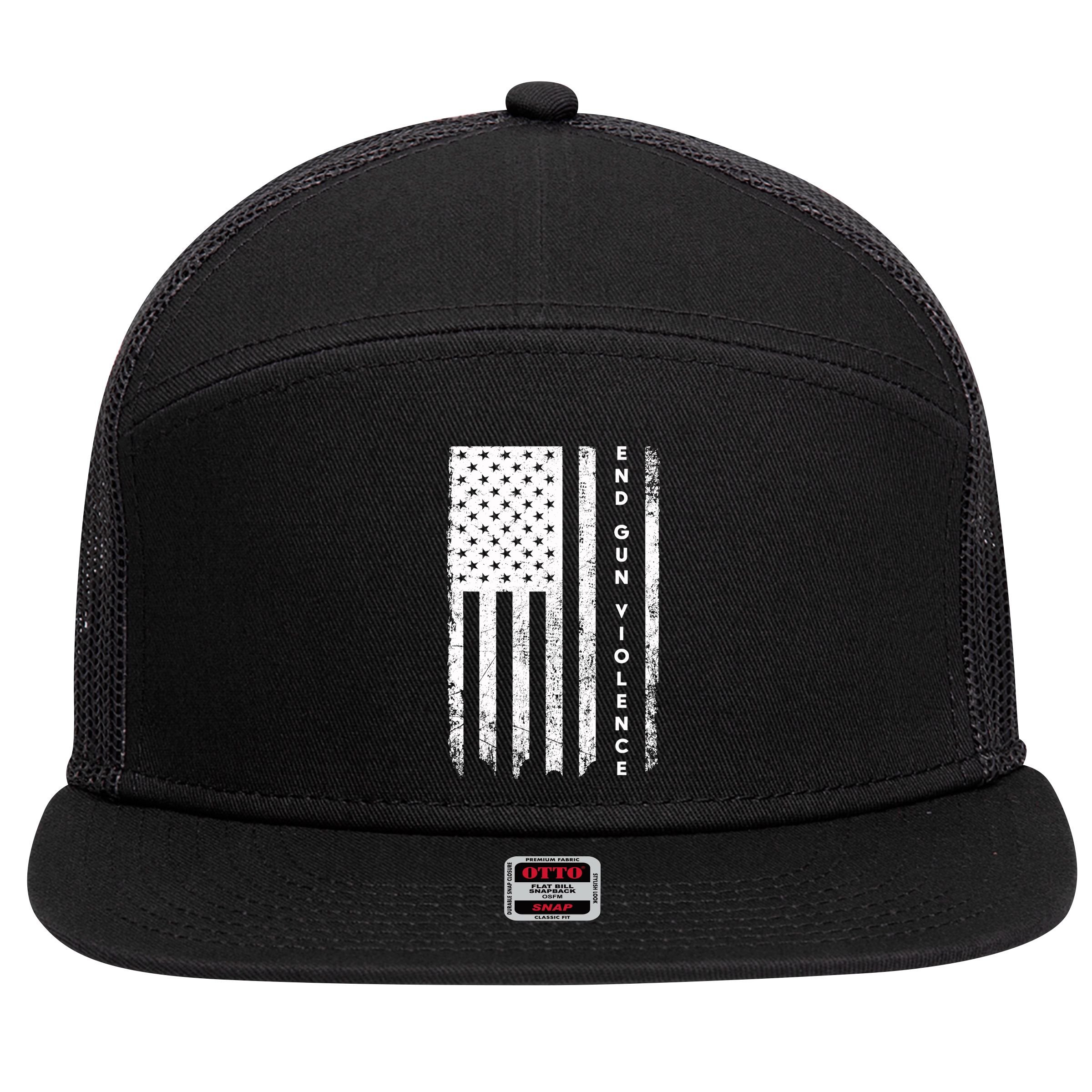 Enough USA Flag End Gun Violence 7 Panel Mesh Trucker Snapback Hat