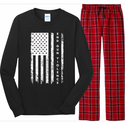 Enough USA Flag End Gun Violence Long Sleeve Pajama Set