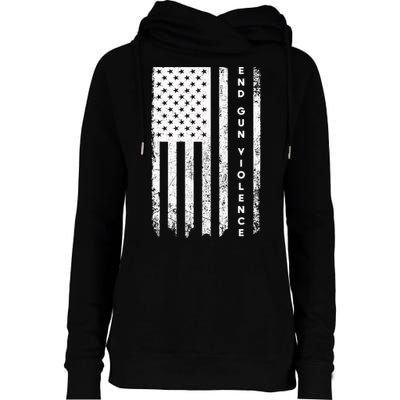 Enough USA Flag End Gun Violence Womens Funnel Neck Pullover Hood