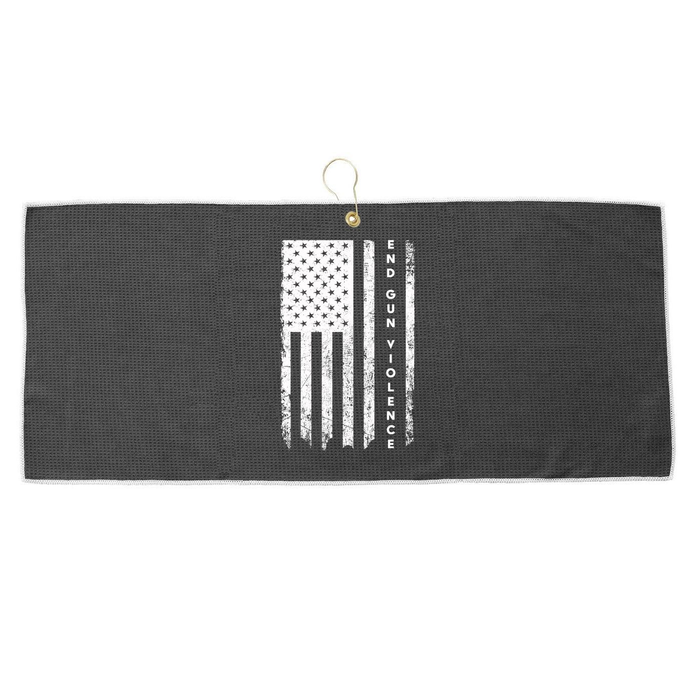 Enough USA Flag End Gun Violence Large Microfiber Waffle Golf Towel