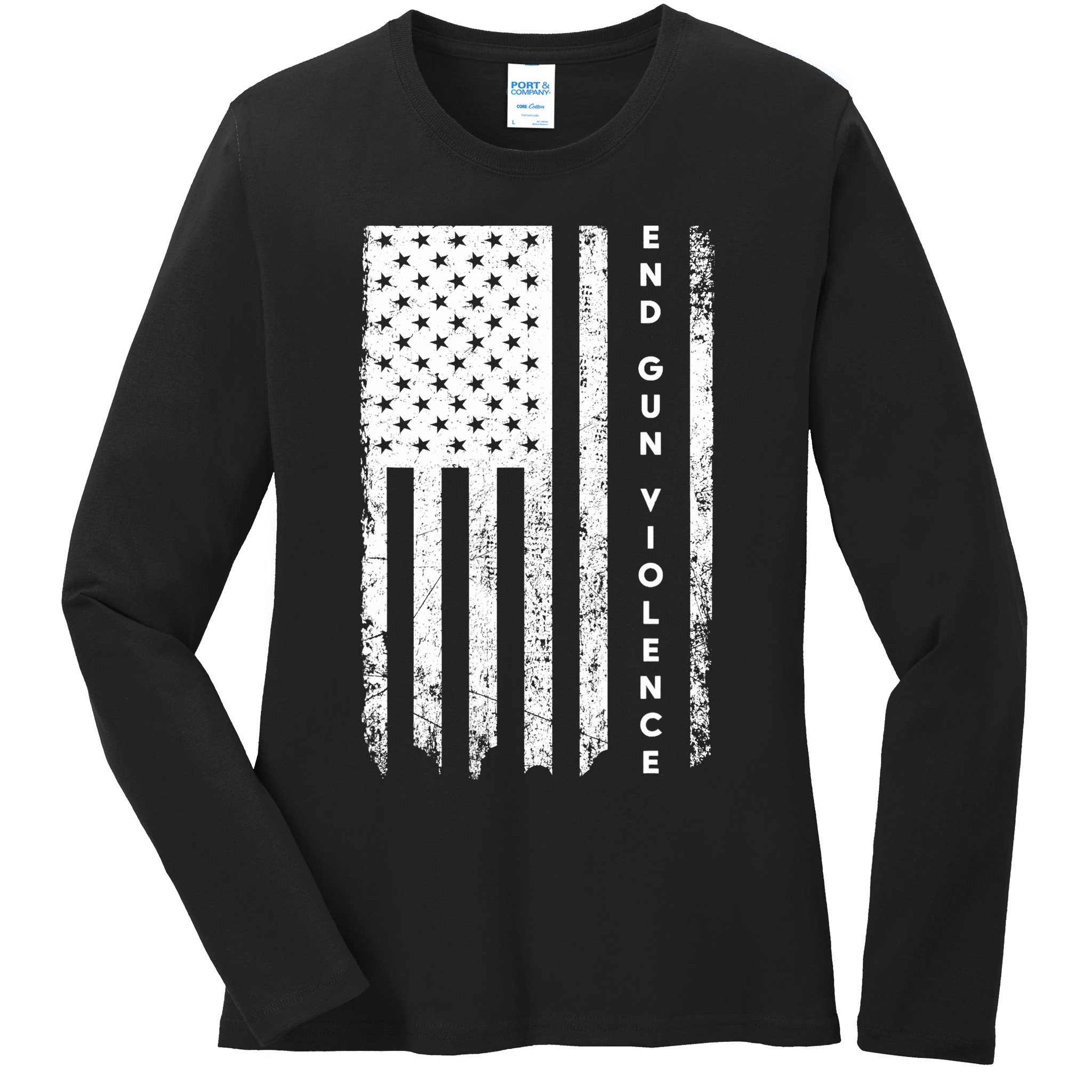 Enough USA Flag End Gun Violence Ladies Long Sleeve Shirt