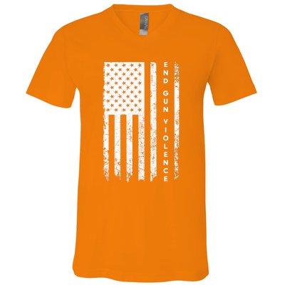 Enough USA Flag End Gun Violence V-Neck T-Shirt