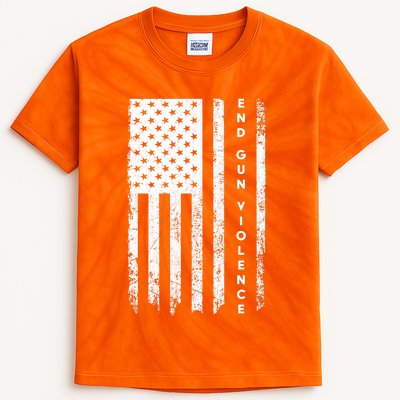 Enough USA Flag End Gun Violence Kids Tie-Dye T-Shirt