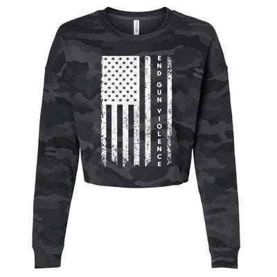 Enough USA Flag End Gun Violence Cropped Pullover Crew