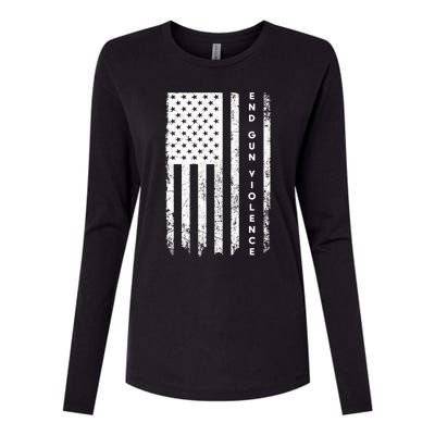 Enough USA Flag End Gun Violence Womens Cotton Relaxed Long Sleeve T-Shirt