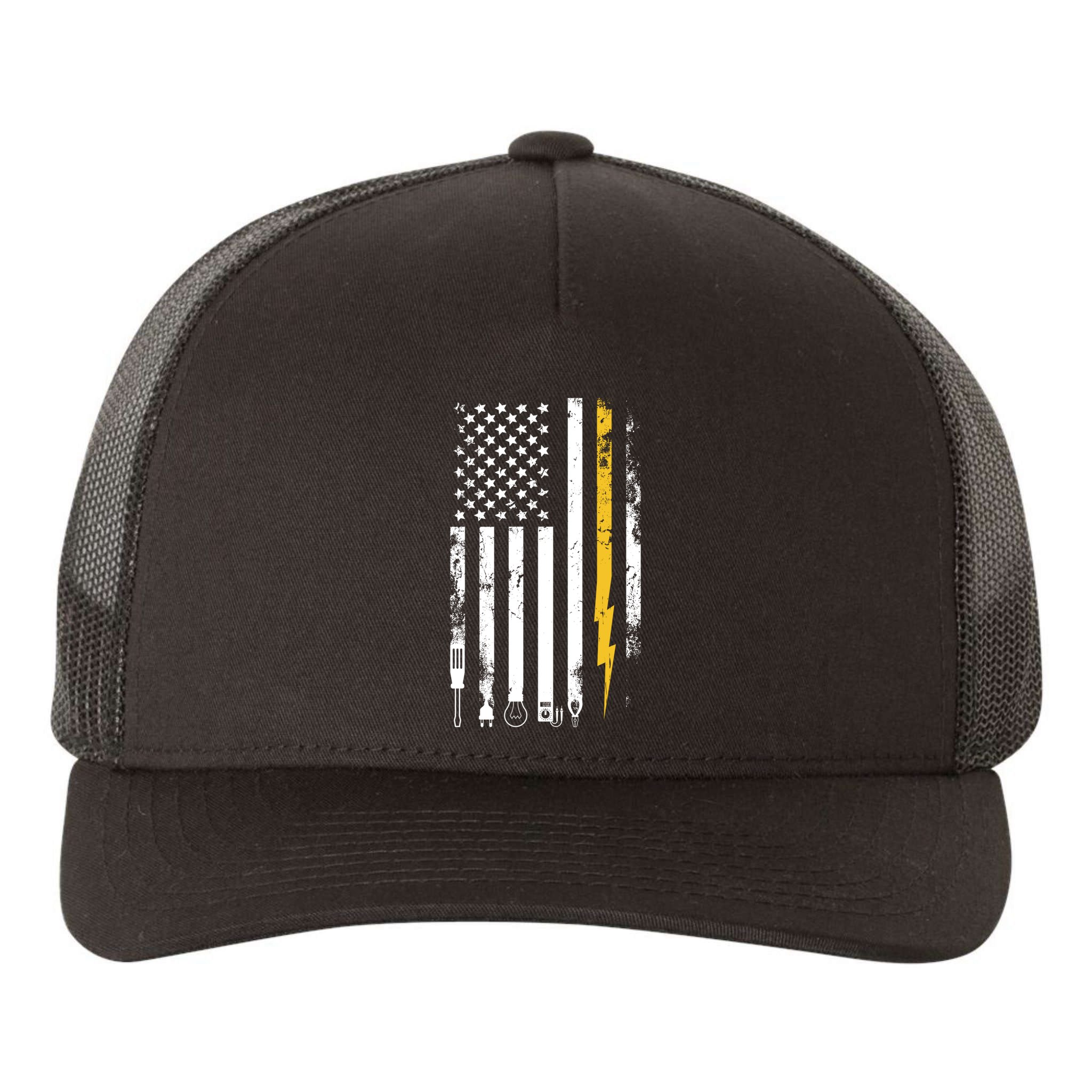 Electrician Us Flag Electricians Tools Cute Gift Yupoong Adult 5-Panel Trucker Hat