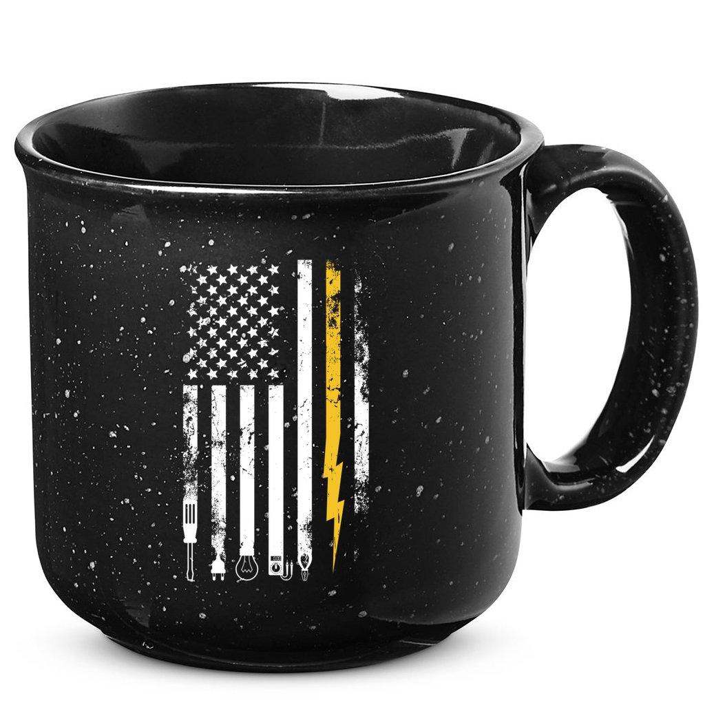 Electrician Us Flag Electricians Tools Cute Gift 15oz Campfire Ceramic Mug