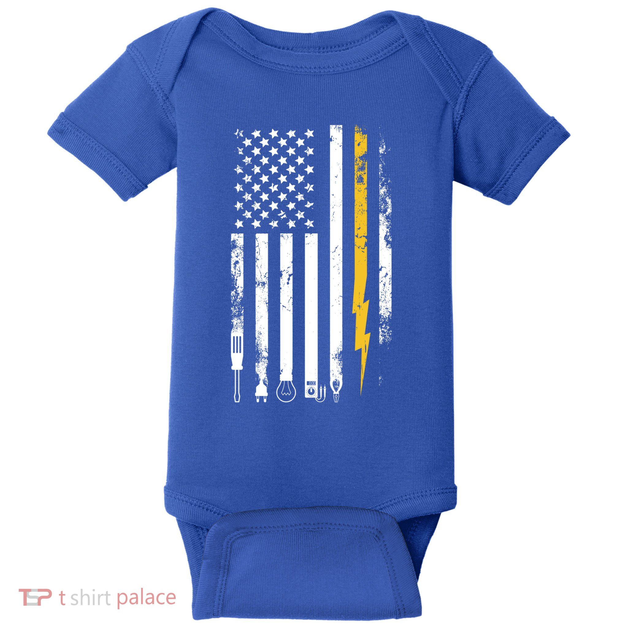 Electrician Us Flag Electricians Tools Cute Gift Baby Bodysuit