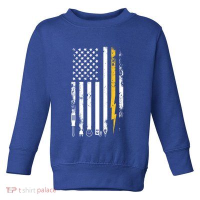 Electrician Us Flag Electricians Tools Cute Gift Toddler Sweatshirt