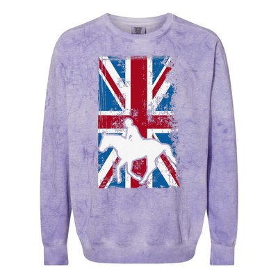 Equestrian Uk Flag United Kingdom Horse Silhouette Colorblast Crewneck Sweatshirt