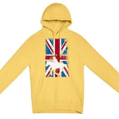 Equestrian Uk Flag United Kingdom Horse Silhouette Premium Pullover Hoodie