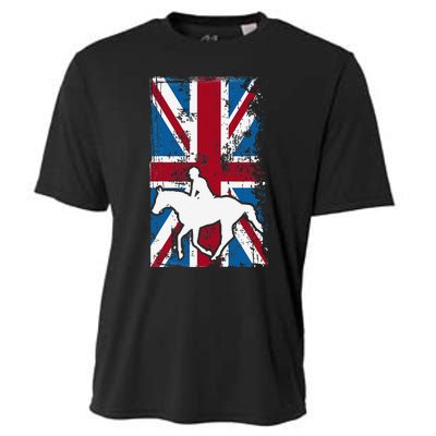 Equestrian Uk Flag United Kingdom Horse Silhouette Cooling Performance Crew T-Shirt