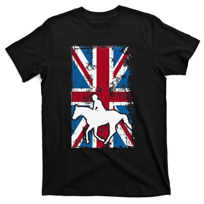 Equestrian Uk Flag United Kingdom Horse Silhouette T-Shirt