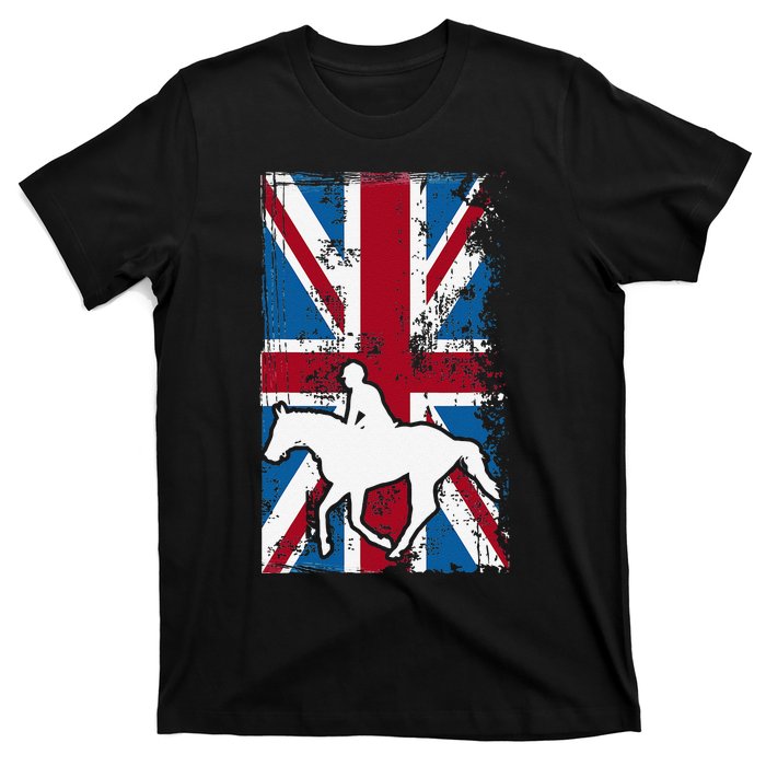 Equestrian Uk Flag United Kingdom Horse Silhouette T-Shirt