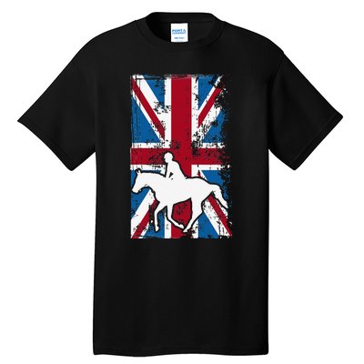 Equestrian Uk Flag United Kingdom Horse Silhouette Tall T-Shirt