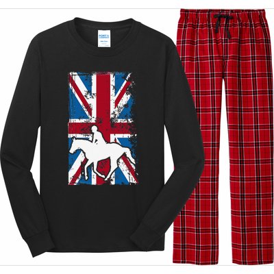 Equestrian Uk Flag United Kingdom Horse Silhouette Long Sleeve Pajama Set