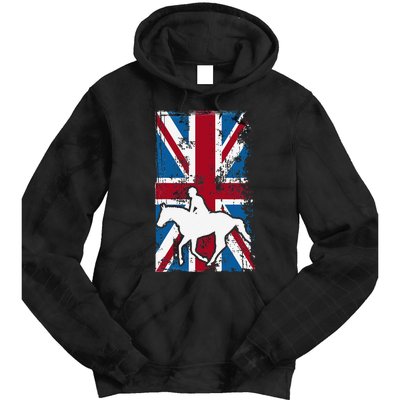 Equestrian Uk Flag United Kingdom Horse Silhouette Tie Dye Hoodie