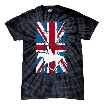 Equestrian Uk Flag United Kingdom Horse Silhouette Tie-Dye T-Shirt