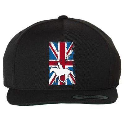 Equestrian Uk Flag United Kingdom Horse Silhouette Wool Snapback Cap