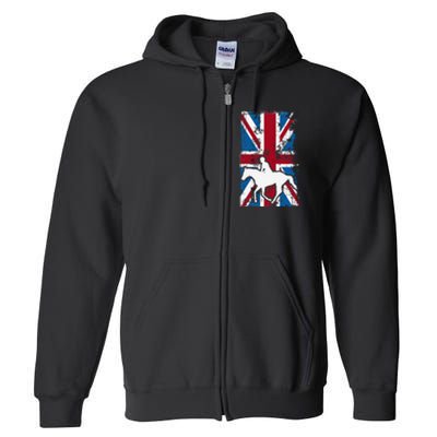 Equestrian Uk Flag United Kingdom Horse Silhouette Full Zip Hoodie