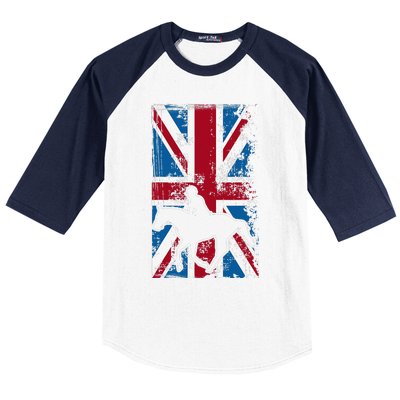 Equestrian Uk Flag United Kingdom Horse Silhouette Baseball Sleeve Shirt