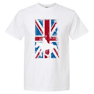 Equestrian Uk Flag United Kingdom Horse Silhouette Garment-Dyed Heavyweight T-Shirt