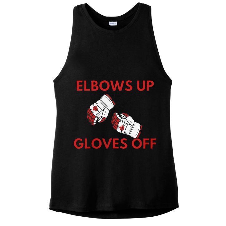 Elbows Up Gloves Off Canada Free Proud Canadian Ladies PosiCharge Tri-Blend Wicking Tank