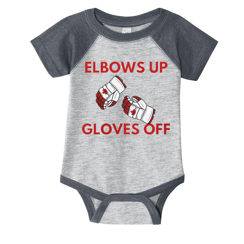 Elbows Up Gloves Off Canada Free Proud Canadian Infant Baby Jersey Bodysuit