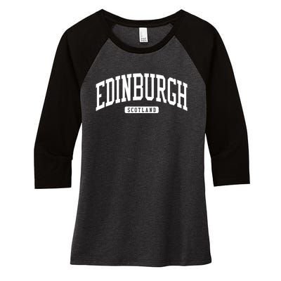 Edinburgh United Kingdom Uk College University Style Women's Tri-Blend 3/4-Sleeve Raglan Shirt