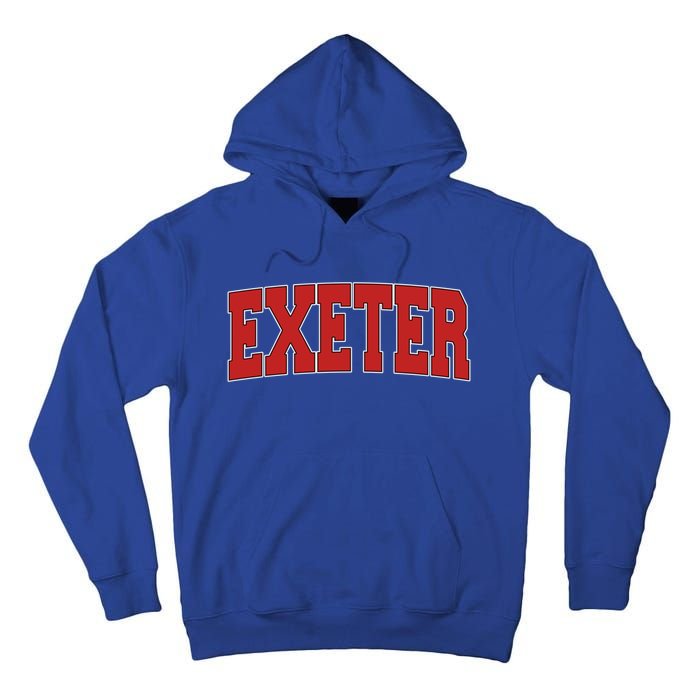 Exeter United Kingdom Varsity Style Vintage Retro Uk Sports Meaningful Gift Tall Hoodie