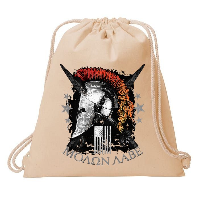 Epic Usa Molon Labe Come And Take Them Spartan 2nd Amendment Drawstring Bag