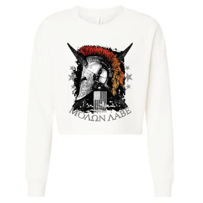 Epic Usa Molon Labe Come And Take Them Spartan 2nd Amendment Cropped Pullover Crew
