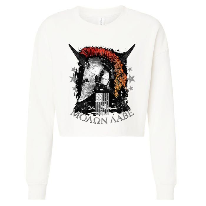 Epic Usa Molon Labe Come And Take Them Spartan 2nd Amendment Cropped Pullover Crew