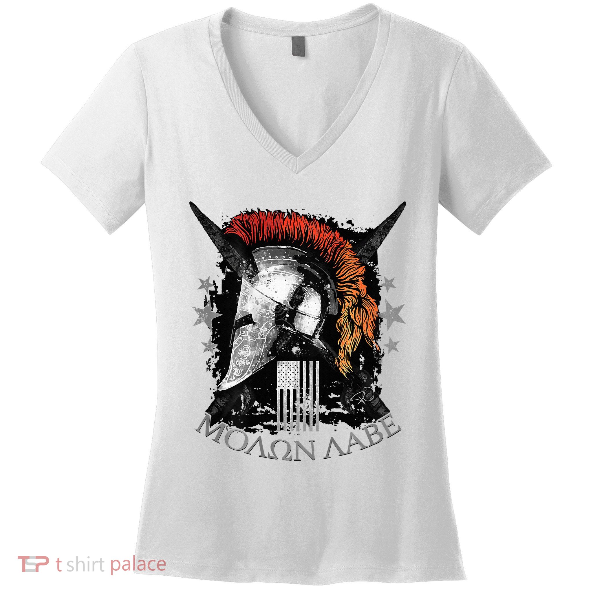 Epic Usa Molon Labe Come And Take Them Spartan 2nd Amendment Women's V-Neck T-Shirt