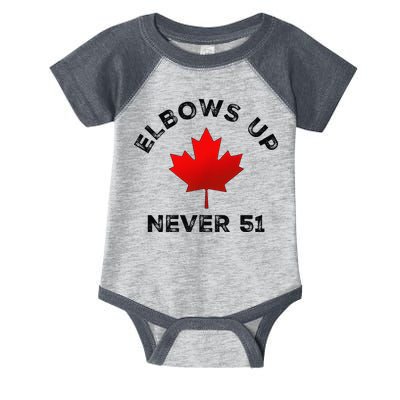 Elbows Up - Never 51 State Canada Flag Stand Strong Infant Baby Jersey Bodysuit