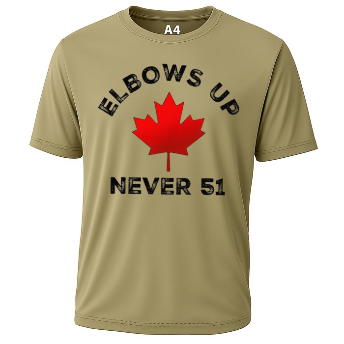 Elbows Up - Never 51 State Canada Flag Stand Strong Cooling Performance Crew T-Shirt