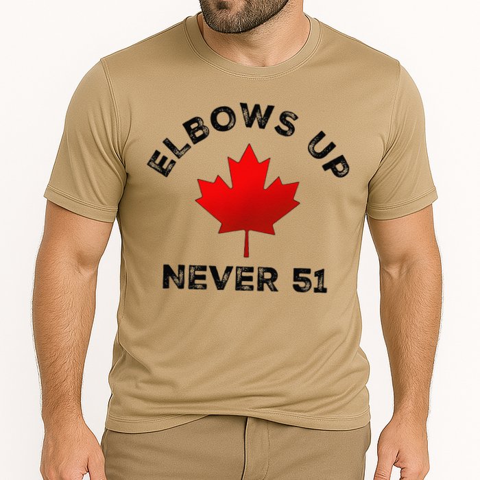 Elbows Up - Never 51 State Canada Flag Stand Strong Cooling Performance Crew T-Shirt