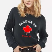 Elbows Up Never 51 Canada Flag Stand Strong Cropped Pullover Crew