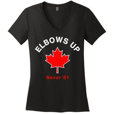 Elbows Up Never 51 Canada Flag Stand Strong Women's V-Neck T-Shirt