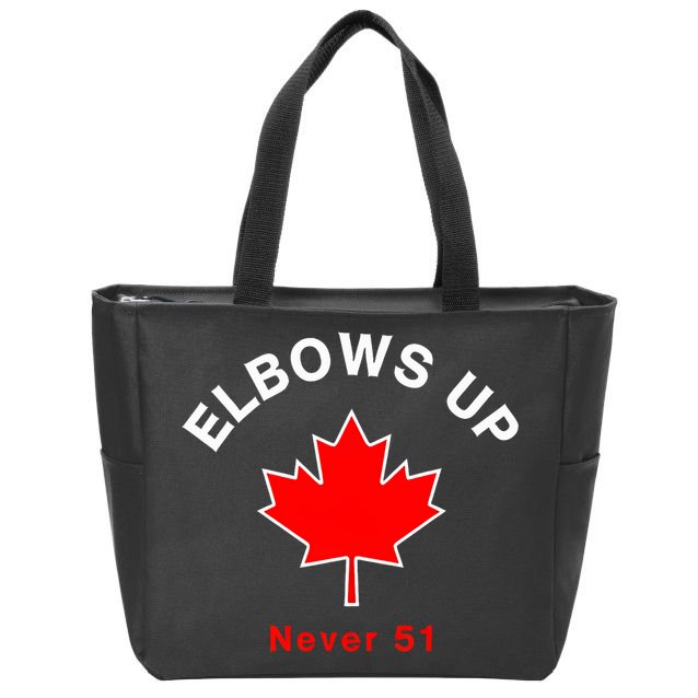 Elbows Up Never 51 Canada Flag Stand Strong Zip Tote Bag