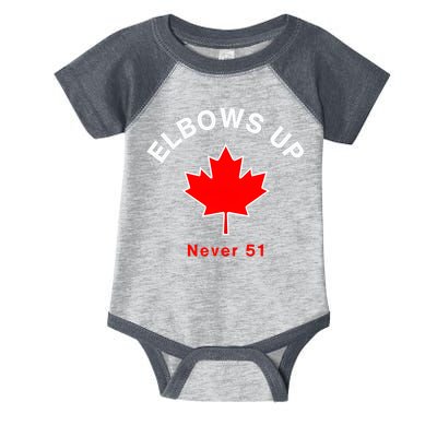 Elbows Up Never 51 Canada Flag Stand Strong Infant Baby Jersey Bodysuit